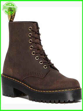 8 Eye Lace Up Heeled Combat Boot with Platform